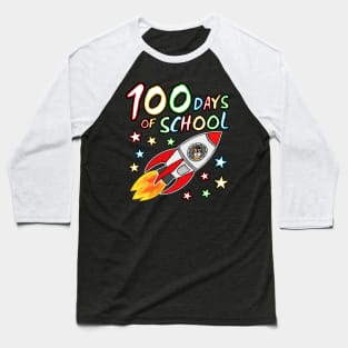 100 Days Of School Cat Space Rocket Kindergarten 2022 Baseball T-Shirt